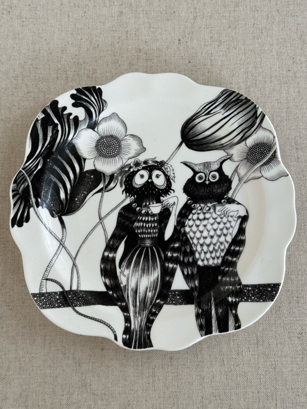 Anthropologie Florence Balducci Wild Masquerade Owl Couple Plate
